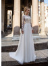 Long Sleeves White Lace Chiffon Wedding Dress